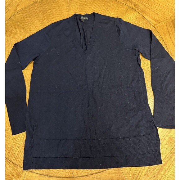 J.CREW Sweaters - J. Crew Sweater Womens M V-Neck Boxy 100% Wool Navy Blue Relaxed Fit